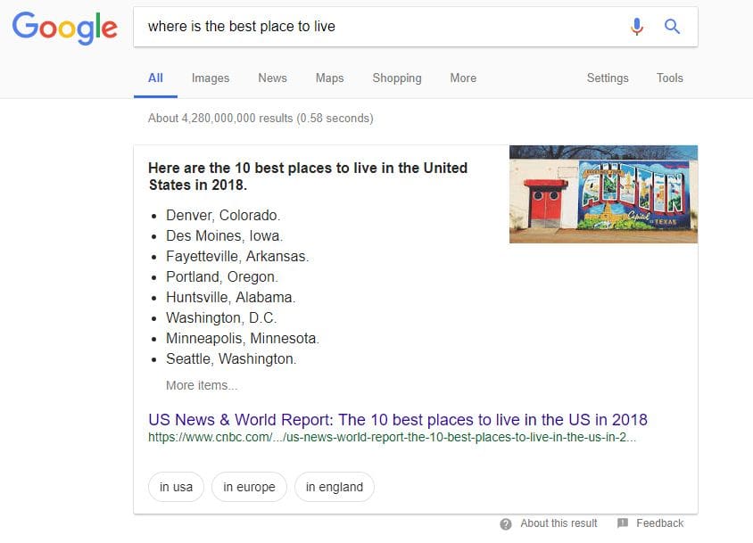 google search results