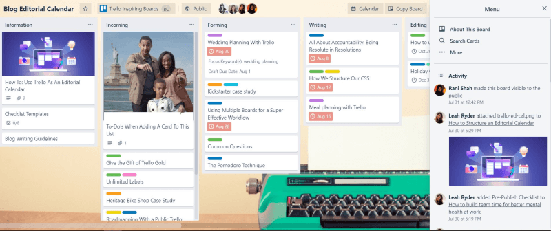 mock trello board